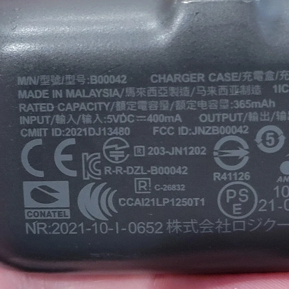 Logitech Zone True Wireless Earbuds Black Graphite ANC Bluetooth B00042 Case Onl